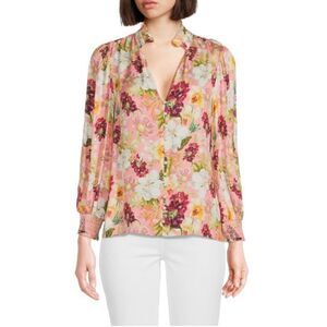 ALICE + OLIVIA Faux Pearl Floral Blouse size M